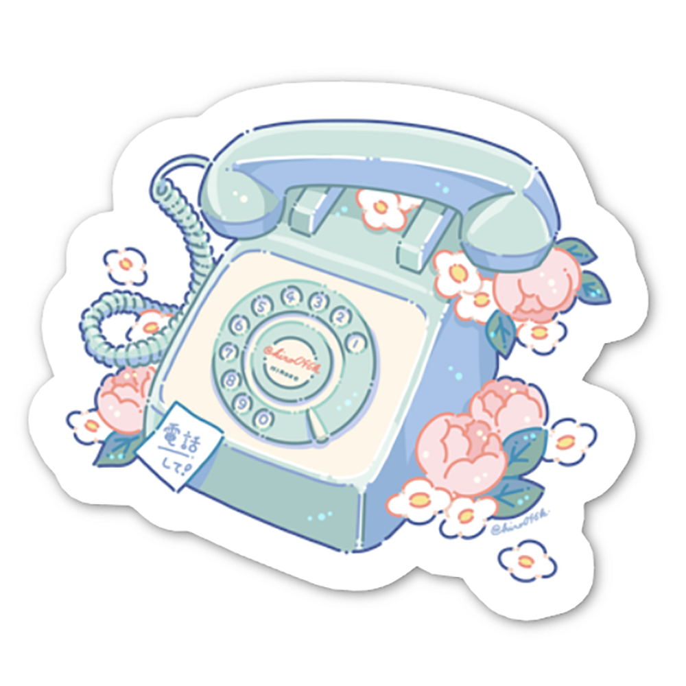 ステッカー(レトロ電話)/イラストレーターHiroko