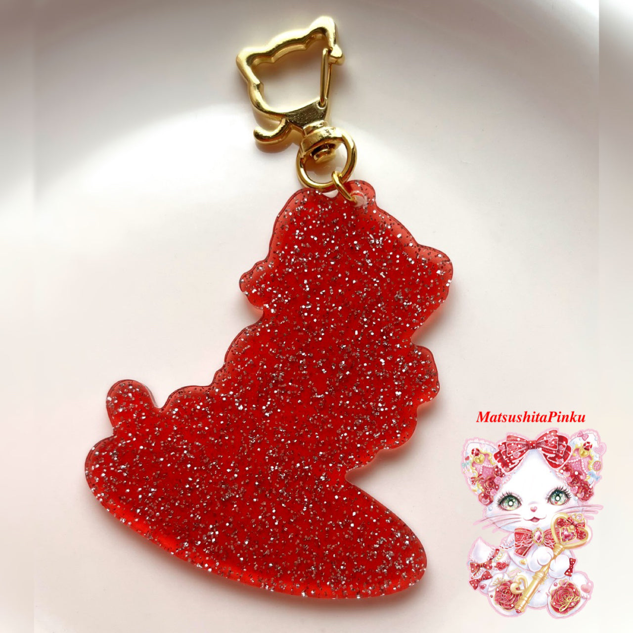 キラキラ夢とラメいっぱいお姫様のための特別な猫のお守り(アクリルキーホルダー)ナポリタン猫ちゃん