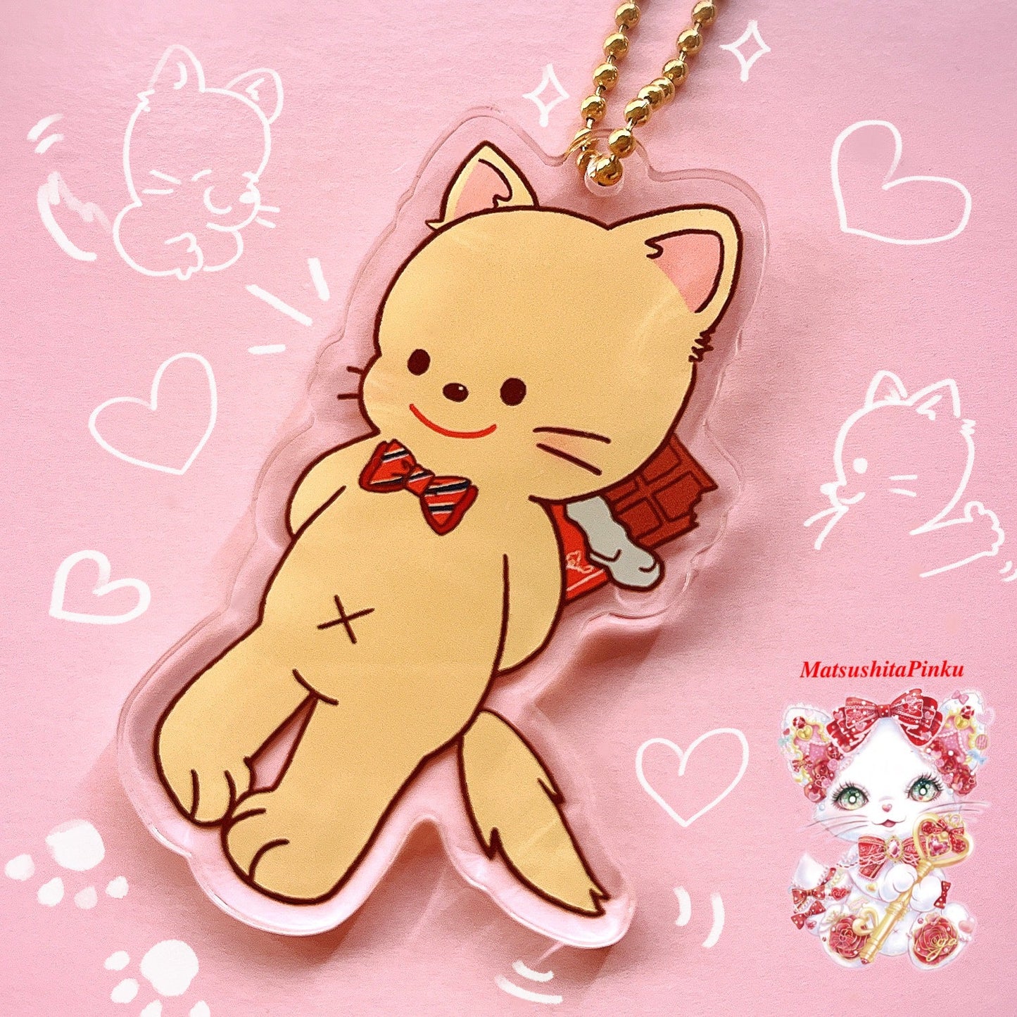 チョコっとねこチワワくんキーホルダー/イラストレーター松下ぴんく