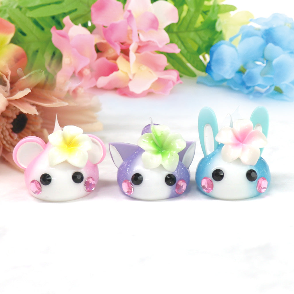 お花付きマーブルアニマルデカほっぺちゃんストラップ/1個売り