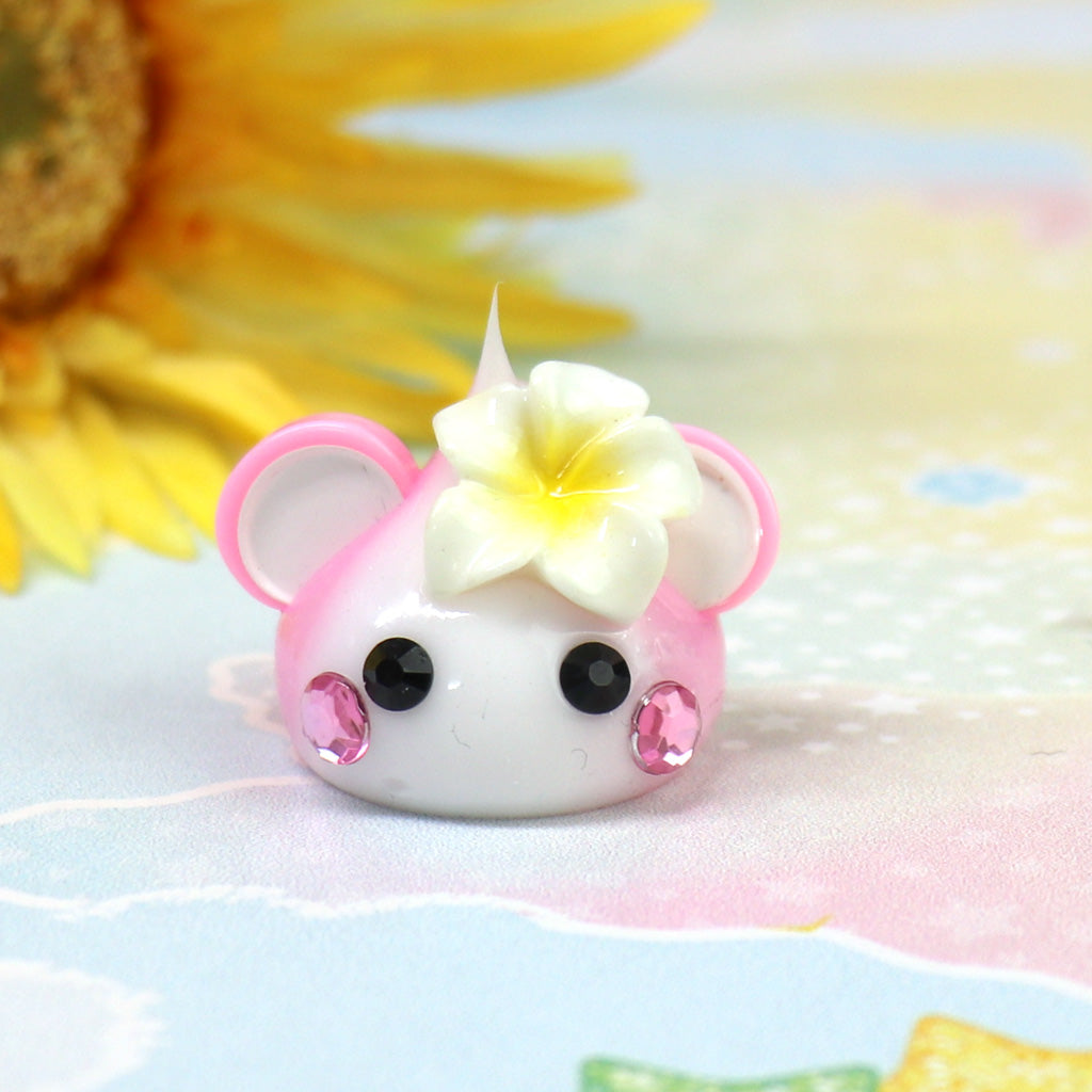 お花付きマーブルアニマルデカほっぺちゃんストラップ/1個売り