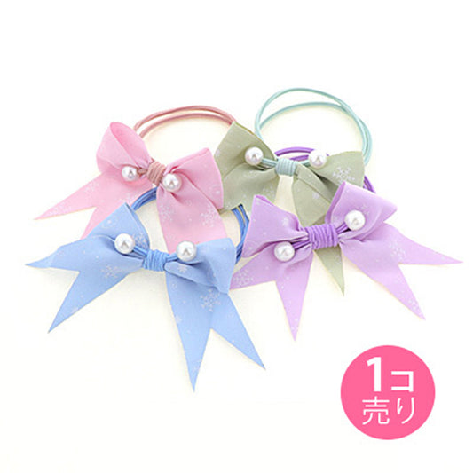 パール付きリボンヘアゴム/1個売り