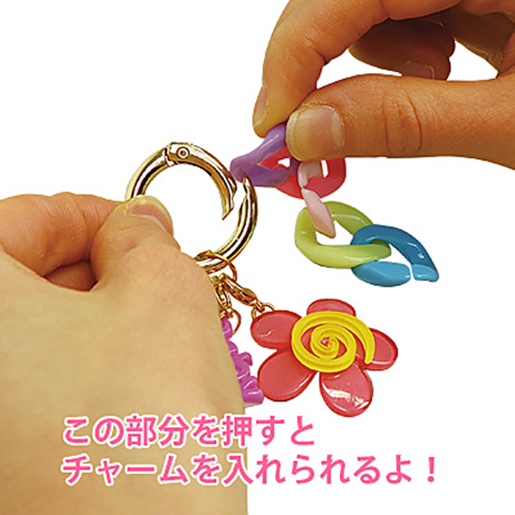 金色/丸カンつきカラビナ風キーリング