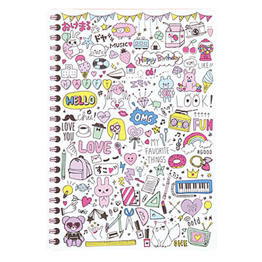 白/手書き風かわいいデコイラスト見本下敷き