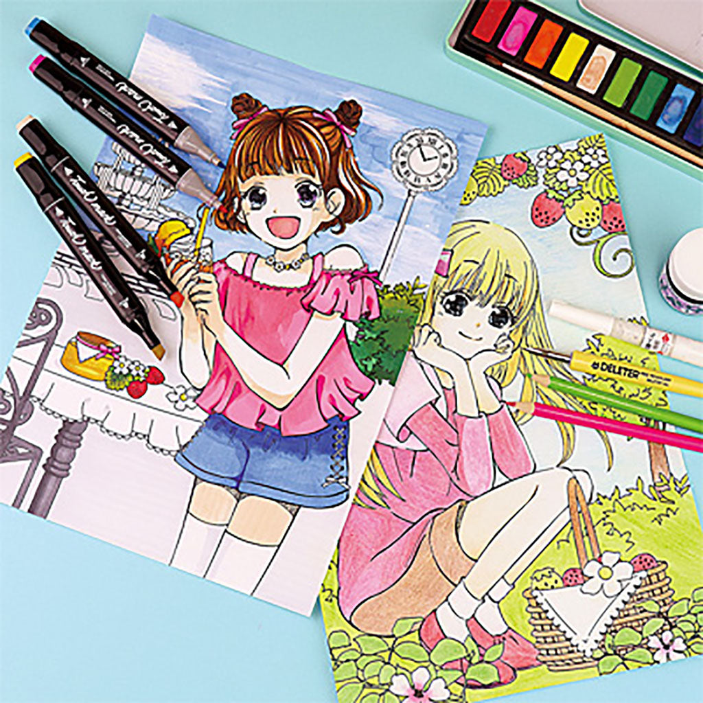 かわいい漫画風のイラスト見本5枚セット