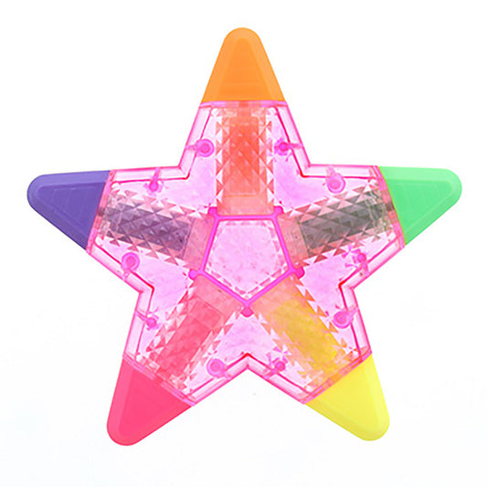 ピンク/クリアカラー星型5色蛍光ペン
