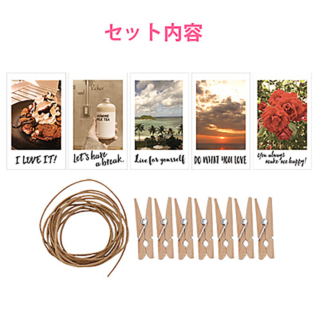 写真風ミニカード&紐&クリップのセット