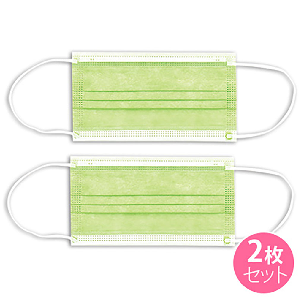 緑/不織布マスク2枚セット