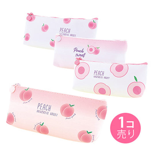 白系/桃デザインペンポーチ/1個売り
