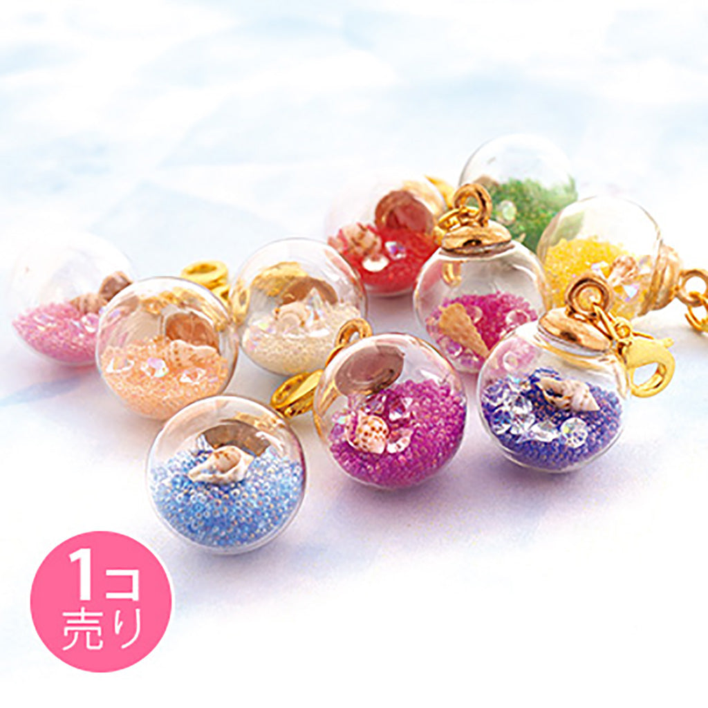 シェル&ミニクリスタル入りガラスドームジッパーチャーム/1個売り