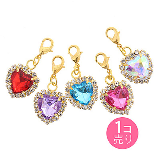 カラフルハート&クリアストーンジッパーチャーム/1個売り