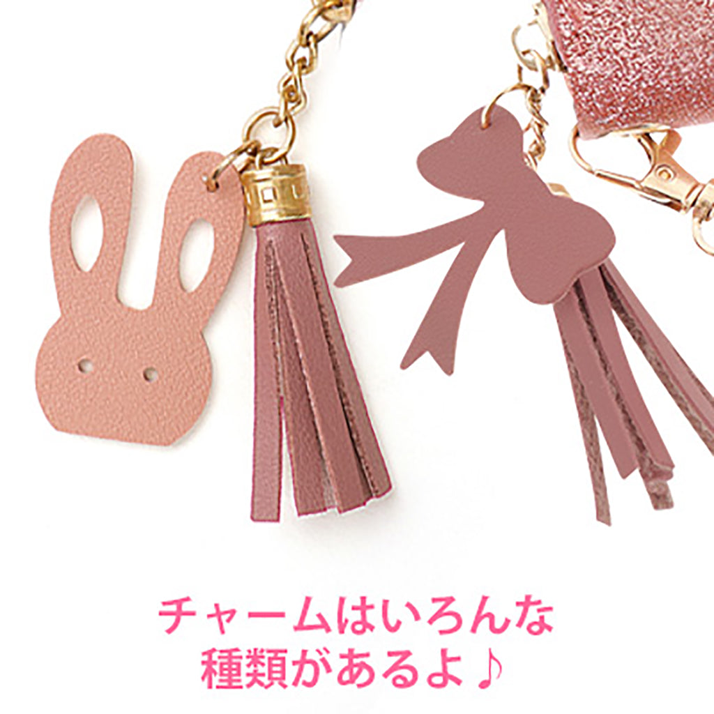 ラメピンク/タッセル&ストラップ付き長財布/1個売り