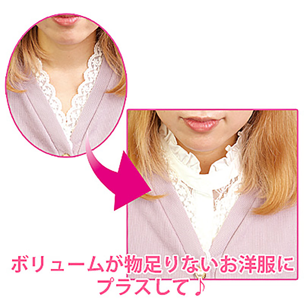 ホワイト/花柄レースつけ襟