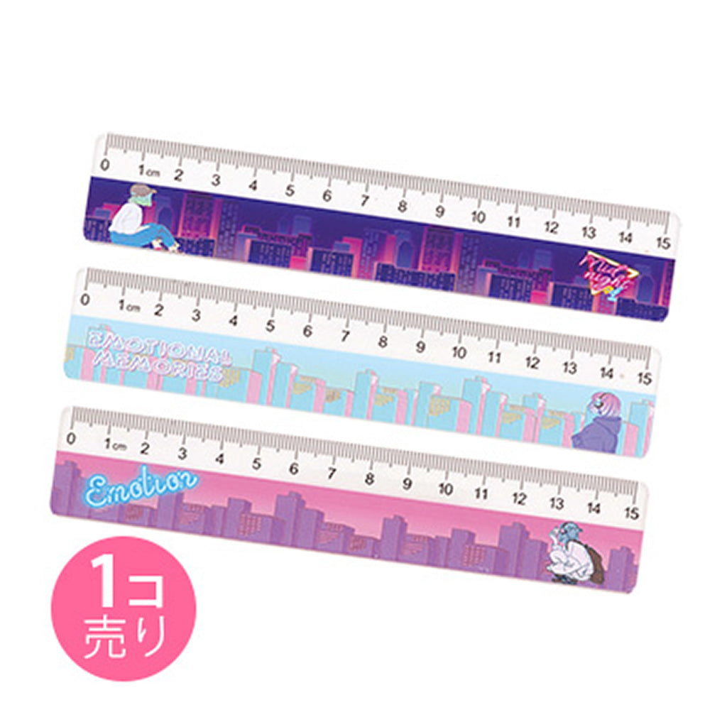 クリア/エモい女の子柄15cm定規/1本売り