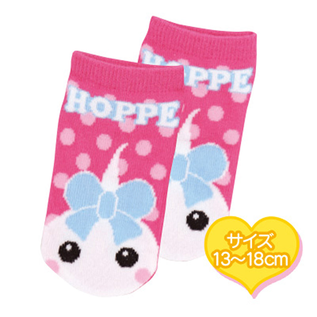 ローズピンク/白ほっぺちゃんドット柄アンクルソックス(13cm~18cm)