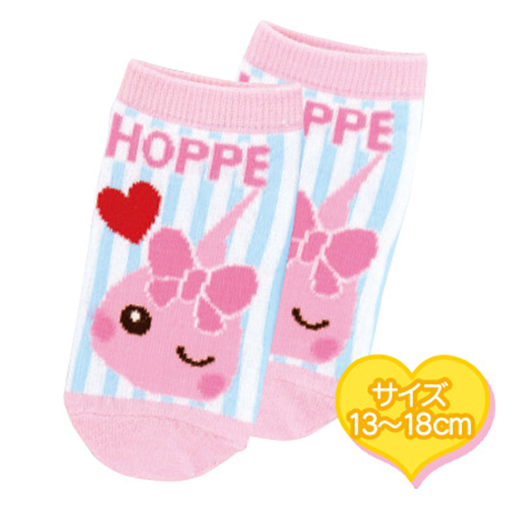 水色&白ストライプ柄/ほっぺちゃんアンクルソックス(13cm~18cm)