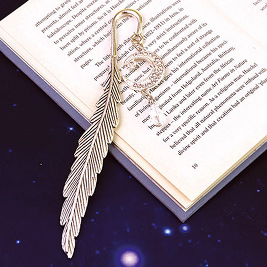 シルバーカラー/三日月&しずくビーズが揺れるしおり