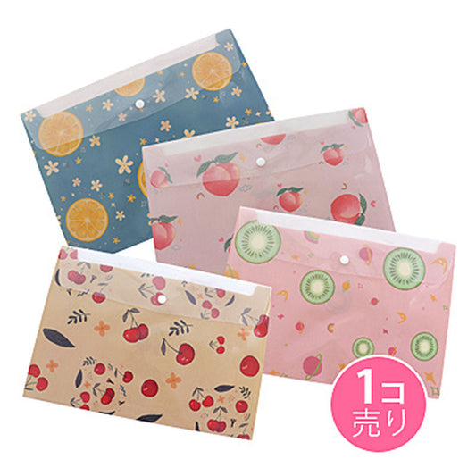 レトロフルーツ柄ボタン付きクリアケース/1個売り