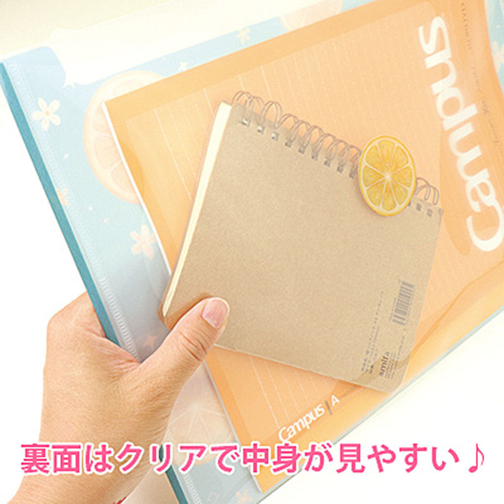 レトロフルーツ柄ボタン付きクリアケース/1個売り