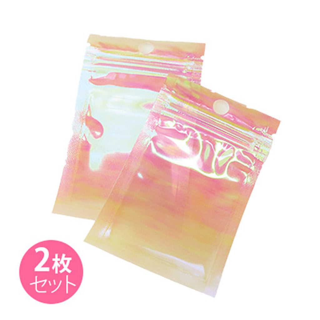 クリアピンクオーロラカラー/ミニチャック袋/2枚セット