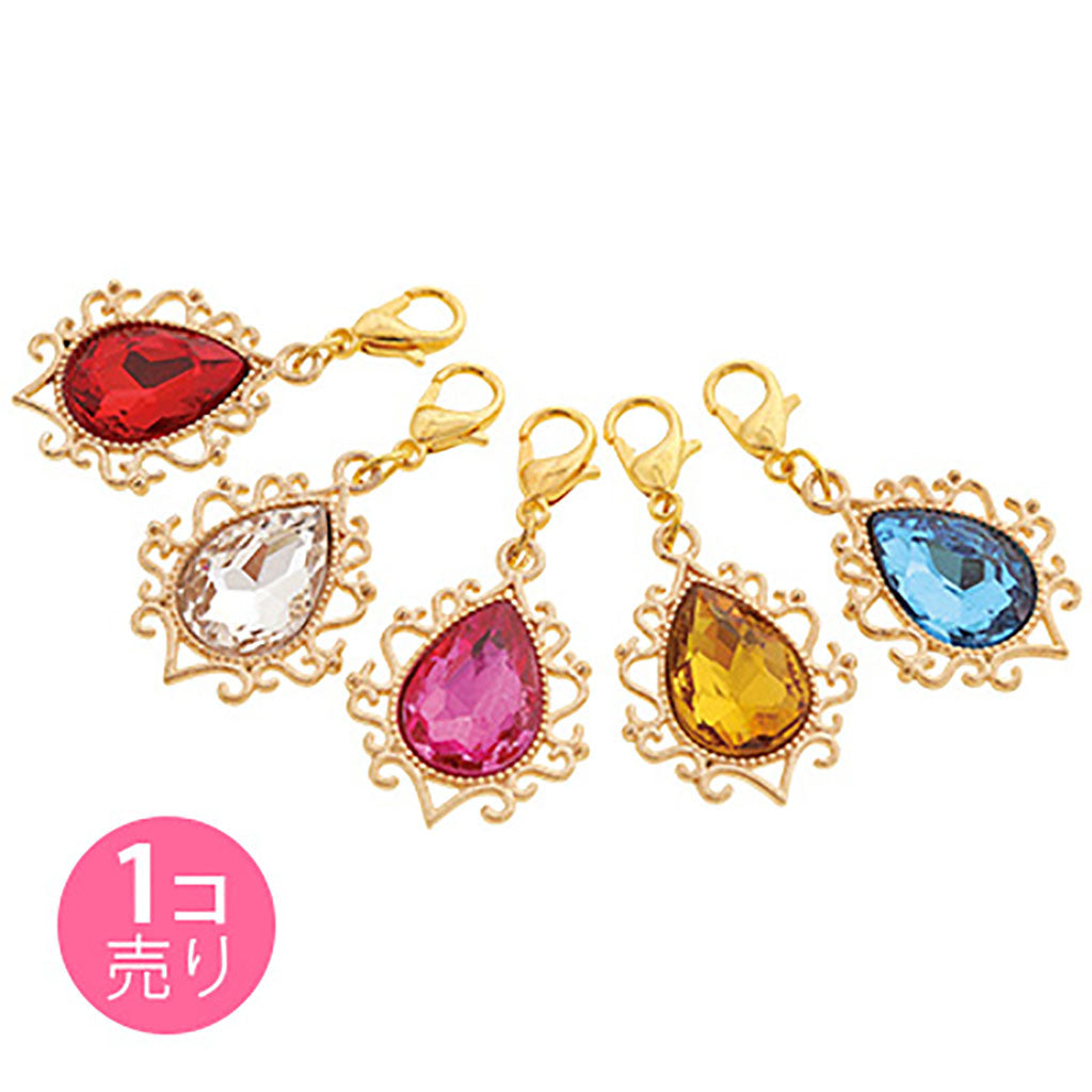 台座付きしずく型ストーンジッパーチャーム/1個売り