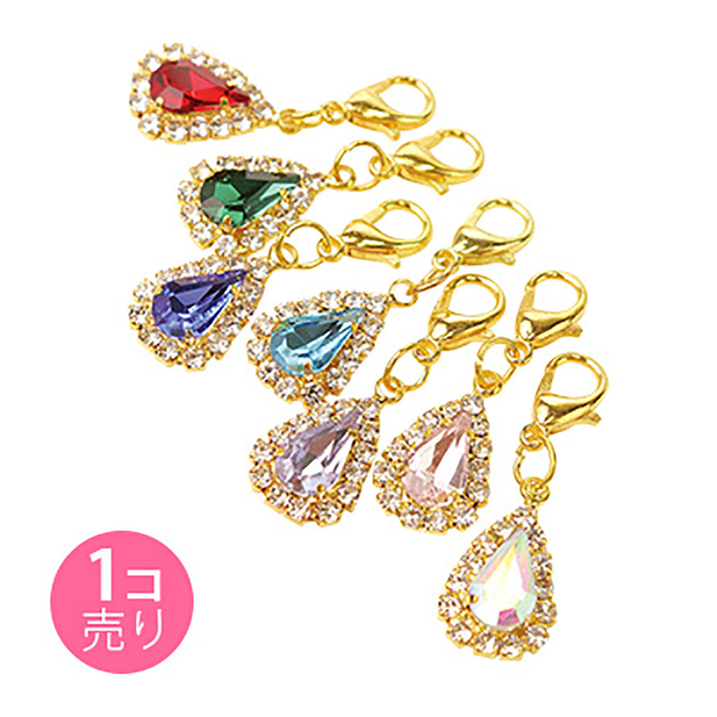ビジュー風しずく型ストーンジッパーチャーム/1個売り