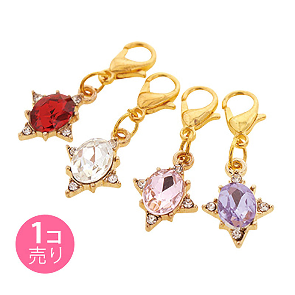 ひし形台座にオーバルストーンジッパーチャーム/1個売り