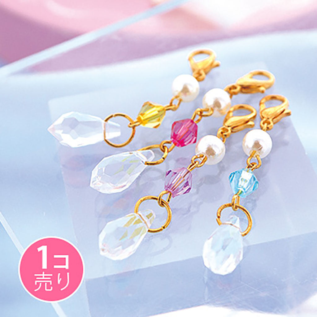 しずく型オーロラビーズが揺れるジッパーチャーム/1個売り