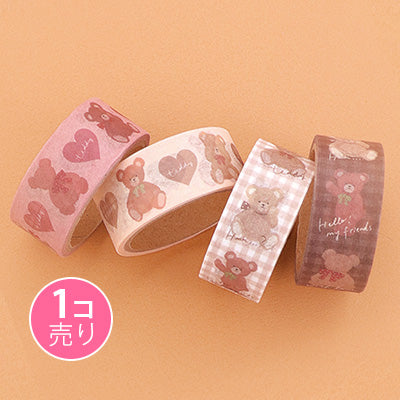 テディベア柄マスキングテープ/1個売り