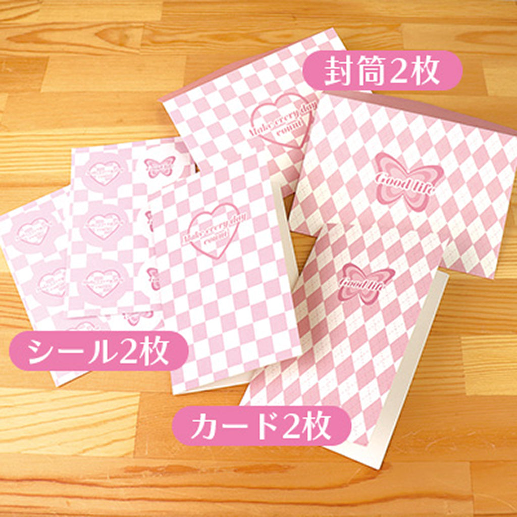 いろいろチェック柄パステルレターセット/1セット売り