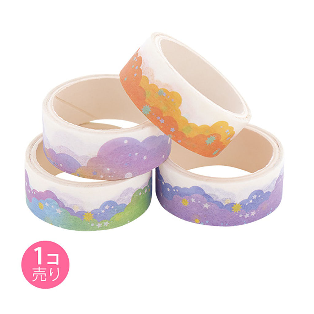 星&グラデーション雲柄マスキングテープ/1個売り
