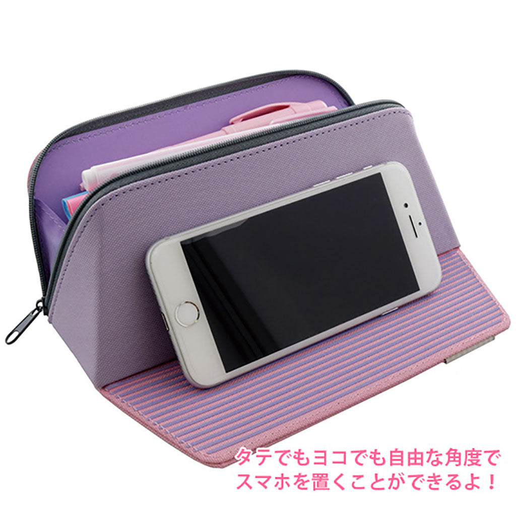 バイオレット&ピンク/スマホが立てられるペンケース/スマンド