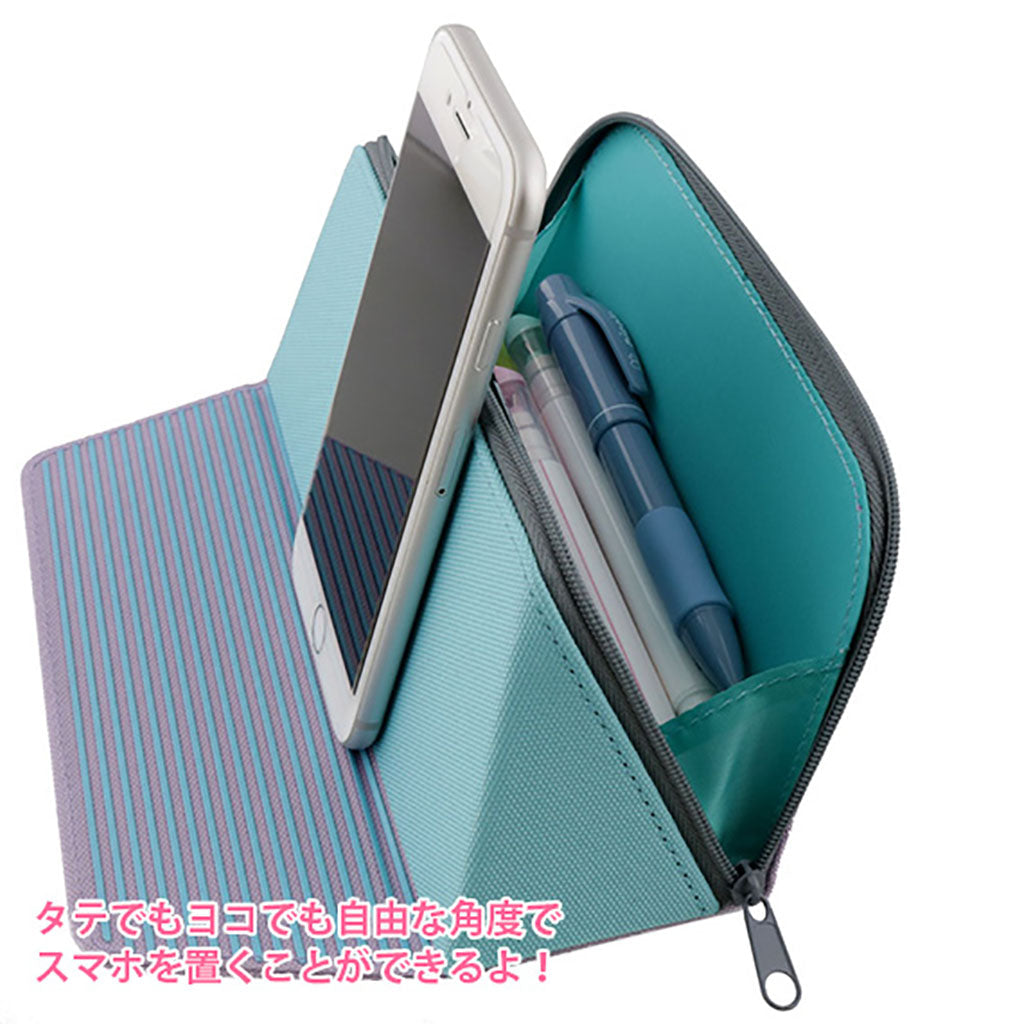 ブルー&バイオレット/スマホが立てられるペンケース/スマンド