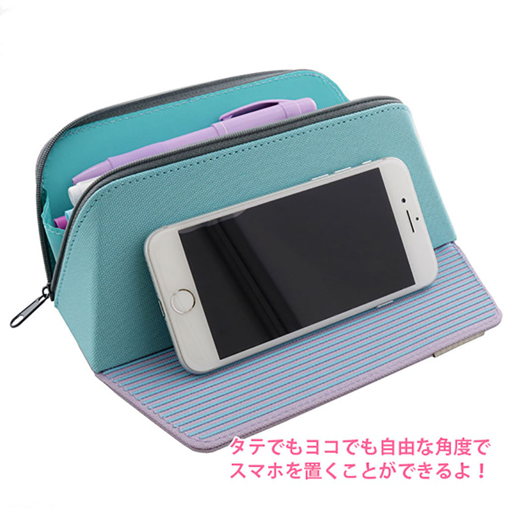 ブルー&バイオレット/スマホが立てられるペンケース/スマンド