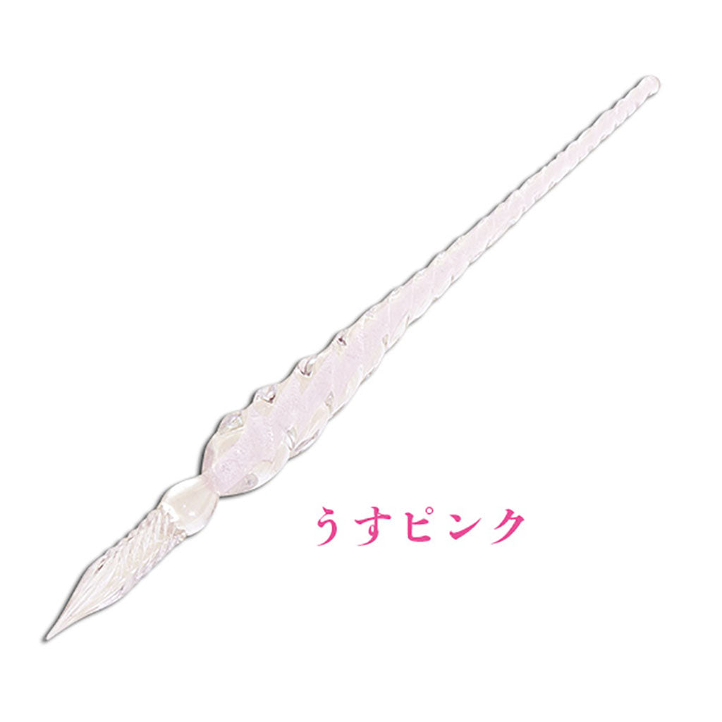 薄ピンク/ねじりデザインガラスペン