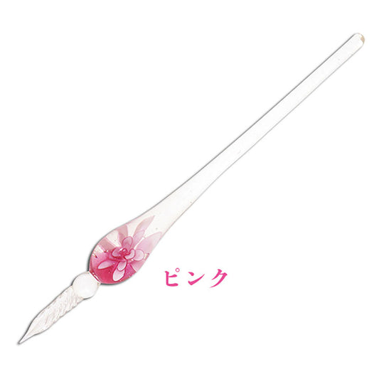 ピンク／お花入りガラスペン