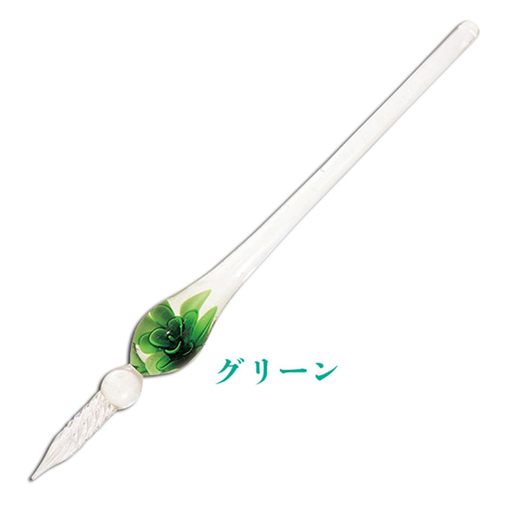 グリーン/お花入りガラスペン