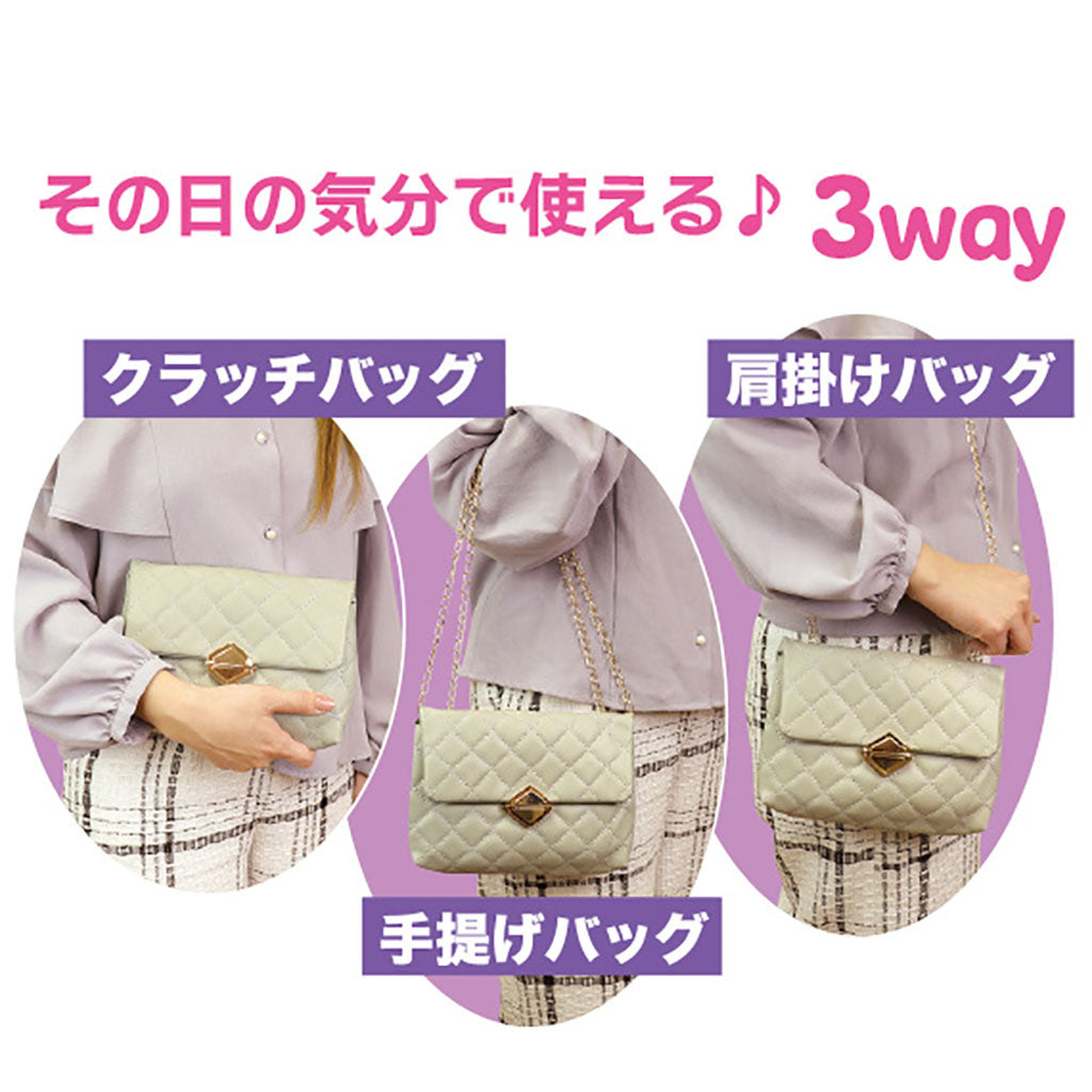 グレー/レザー風ショルダーバッグ