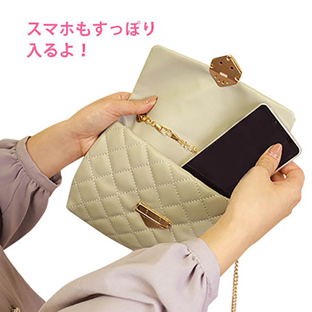 グレー/レザー風ショルダーバッグ