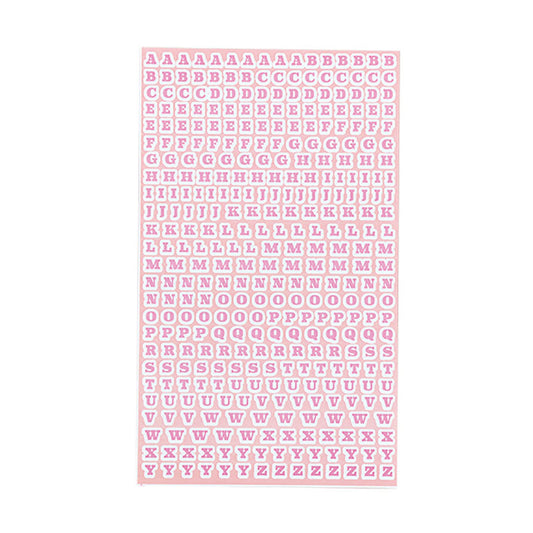 ピンク／小さめシンプルアルファベットシール