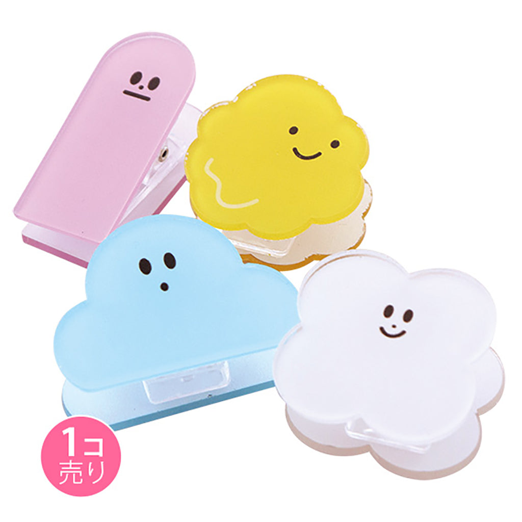 形いろいろゆるい顔イラストのアクリルクリップ/1個売り