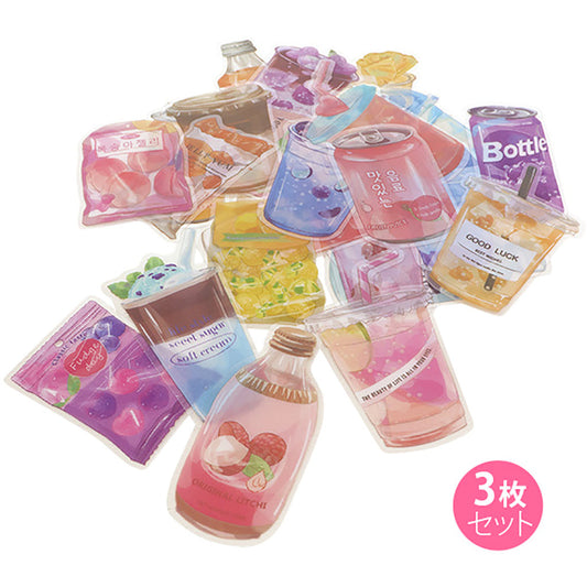 ドリンク系クリアカットシール/3枚セット