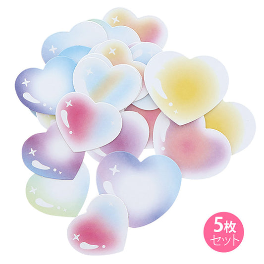 ハートシャボン玉風カットシール/5枚セット