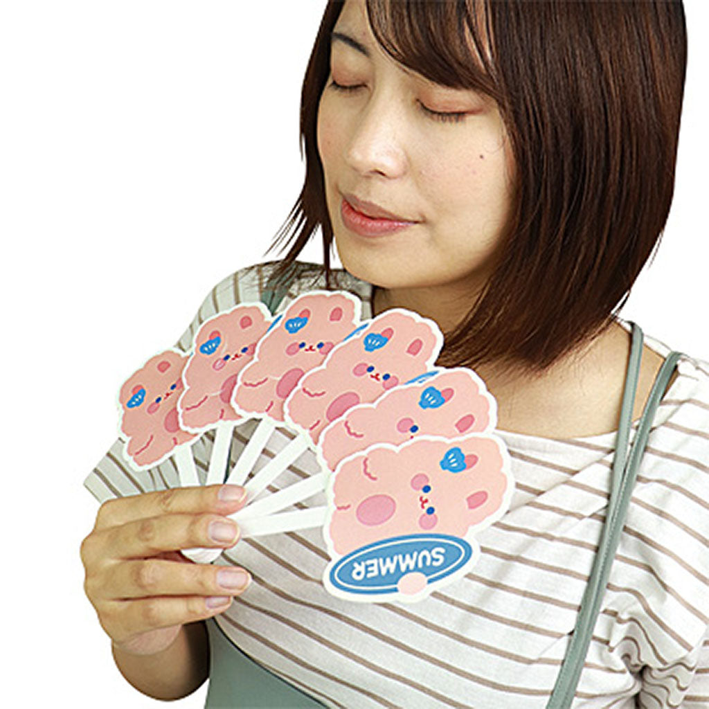 ゆるいクマ&うさぎいっぱい扇子/1個売り
