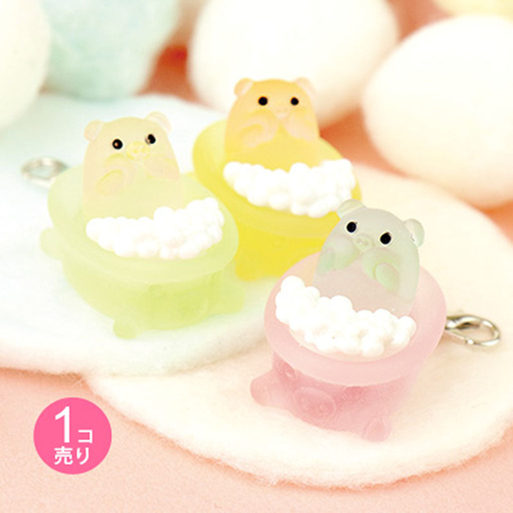夜光/泡ぶろに入るブタさんジッパーチャーム/1個売り