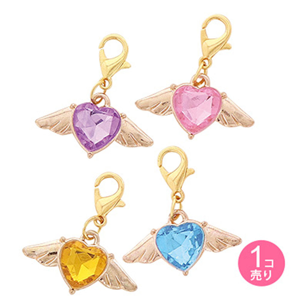 羽付きハートストーンジッパーチャーム/1個売り