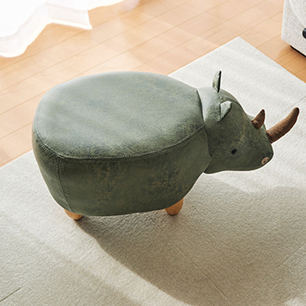 カーキ/サイ/アニマルモチーフのスツールRhino