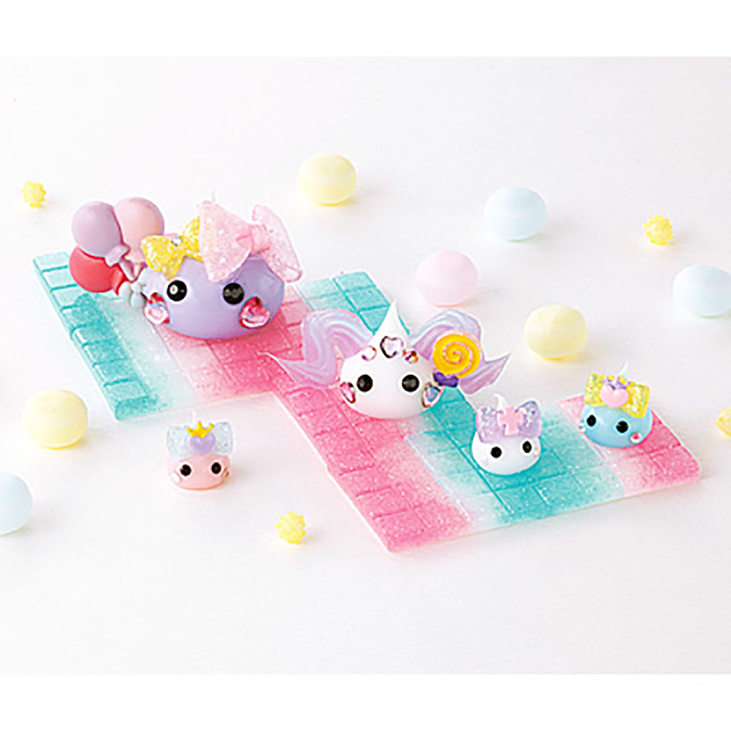 ラメ入りピンク&水色グラデーションタイルパーツ6個セット