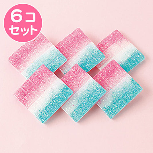 ラメ入りピンク&水色グラデーションタイルパーツ6個セット