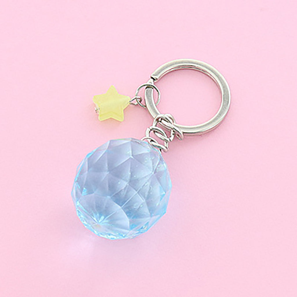 水色透明/カット加工しずくビーズキーホルダー